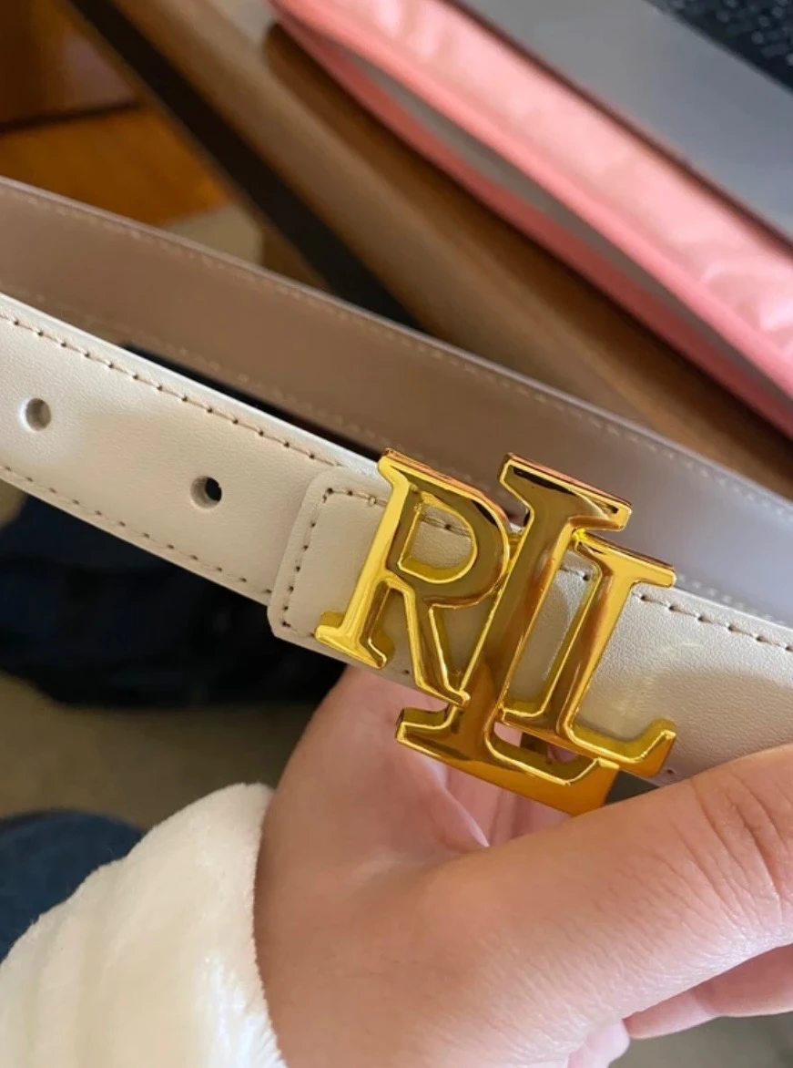 ceinture crème ralph lauren avec plaque dorée magnifique – photo 3